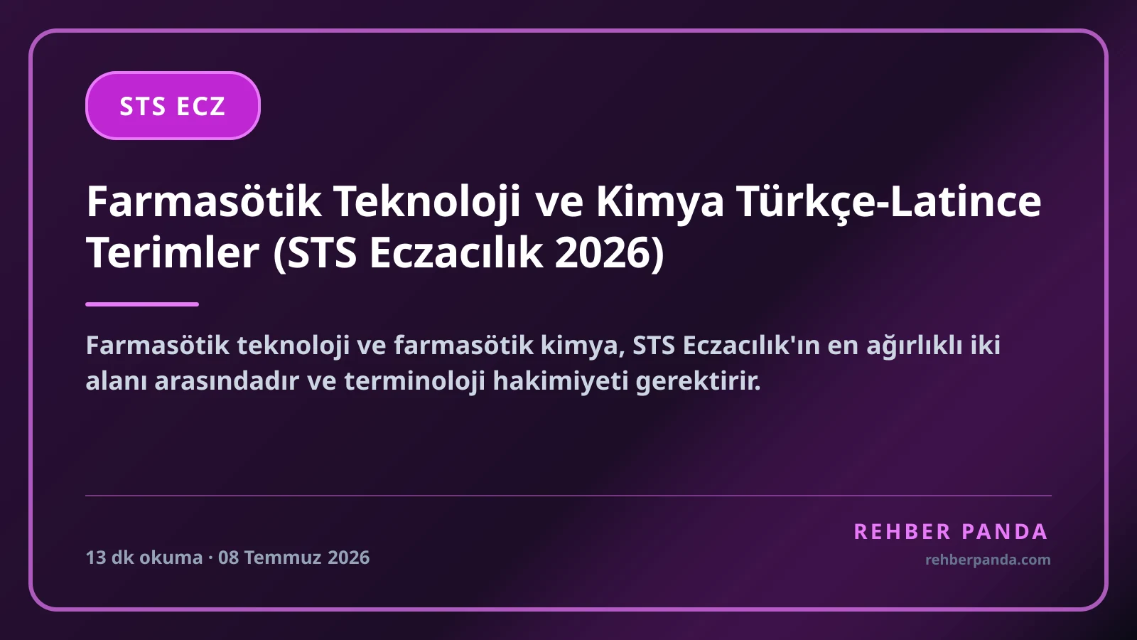 Farmasötik Teknoloji ve Kimya Türkçe-Latince Terimler (STS Eczacılık 2026)