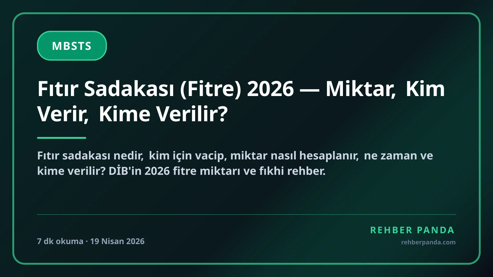 Fıtır Sadakası (Fitre) 2026 — Miktar, Kim Verir, Kime Verilir?