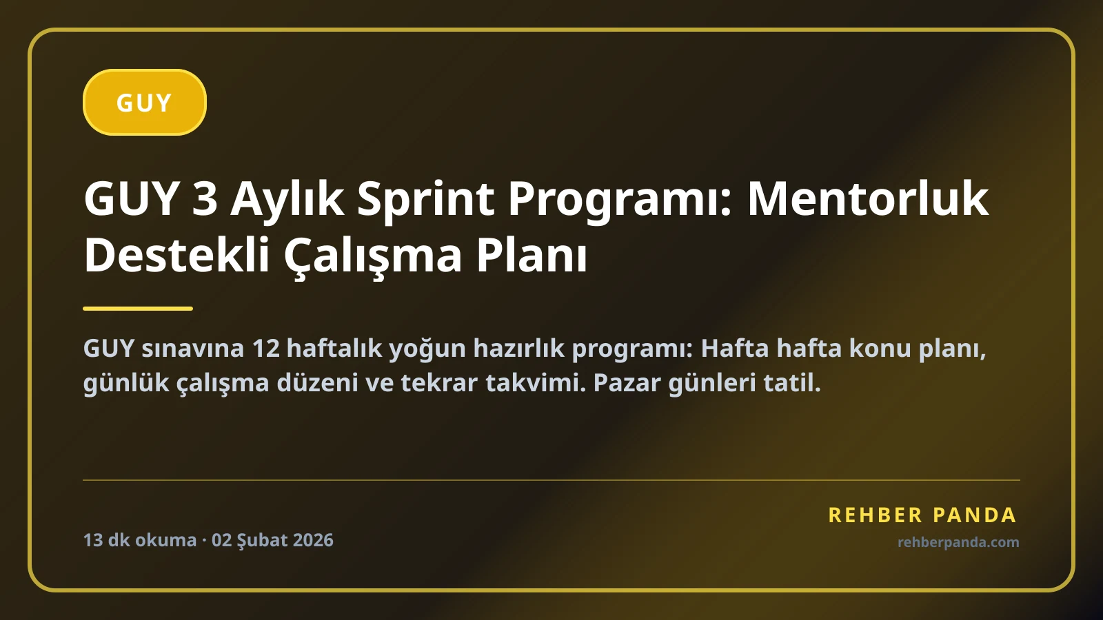 GUY 3 Aylık Sprint Programı: Mentorluk Destekli Çalışma Planı