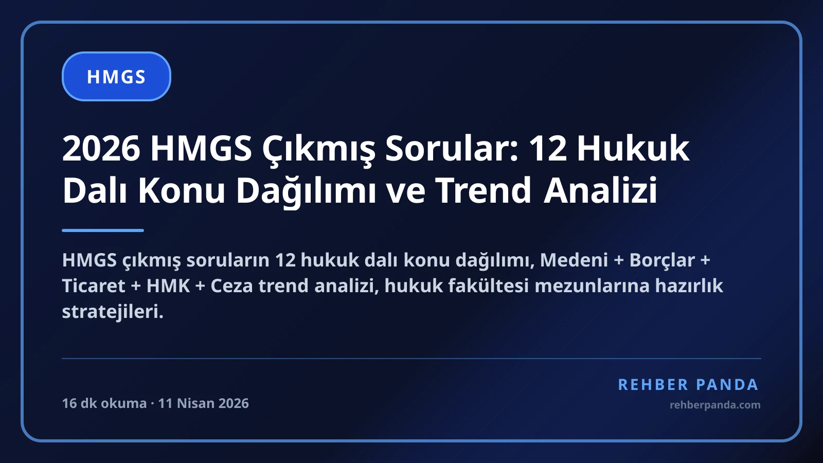 2026 HMGS Çıkmış Sorular: 12 Hukuk Dalı Konu Dağılımı ve Trend Analizi