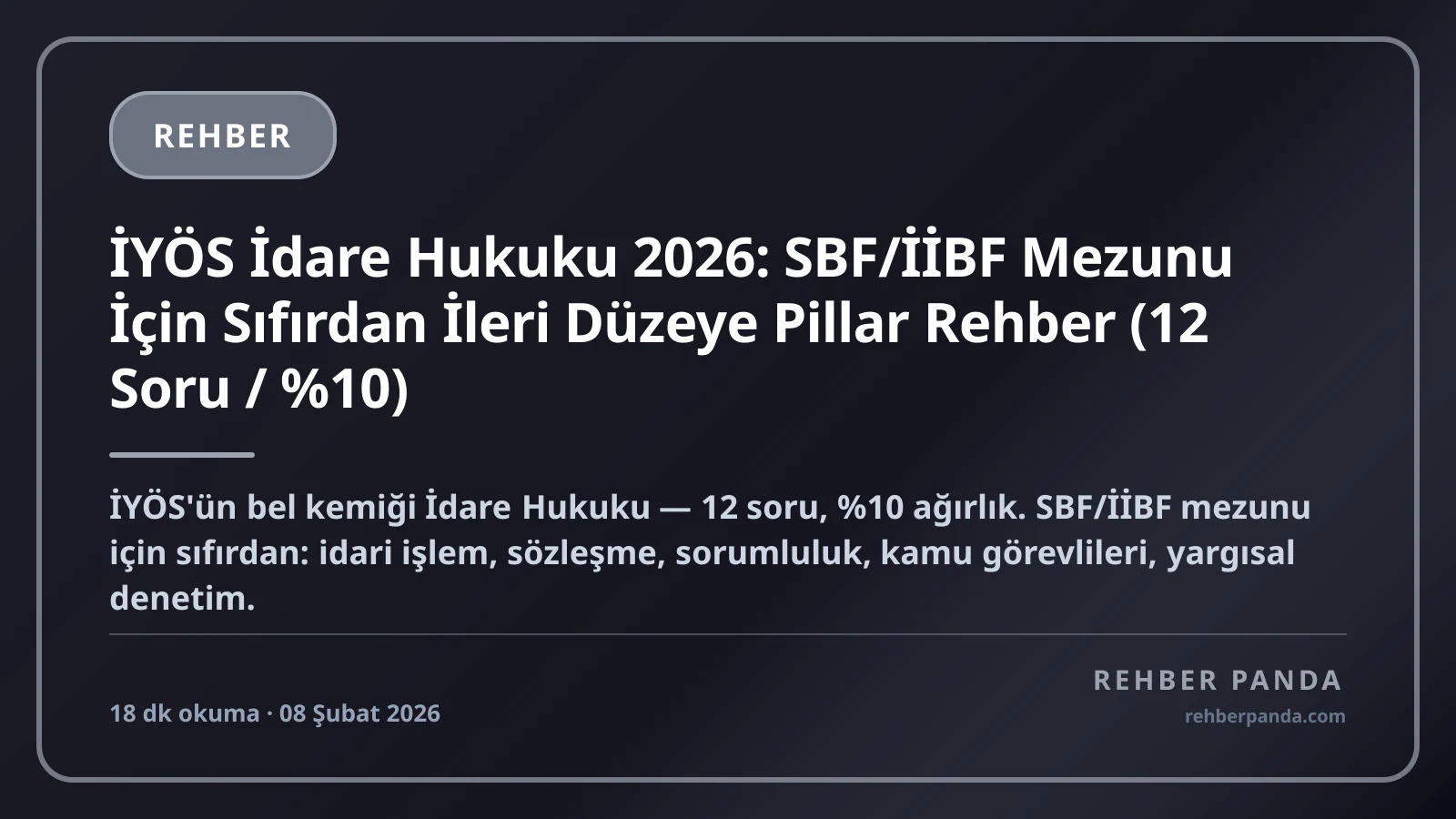 İYÖS İdare Hukuku 2026: SBF/İİBF Mezunu İçin Sıfırdan İleri Düzeye Pillar Rehber (12 Soru / %10)