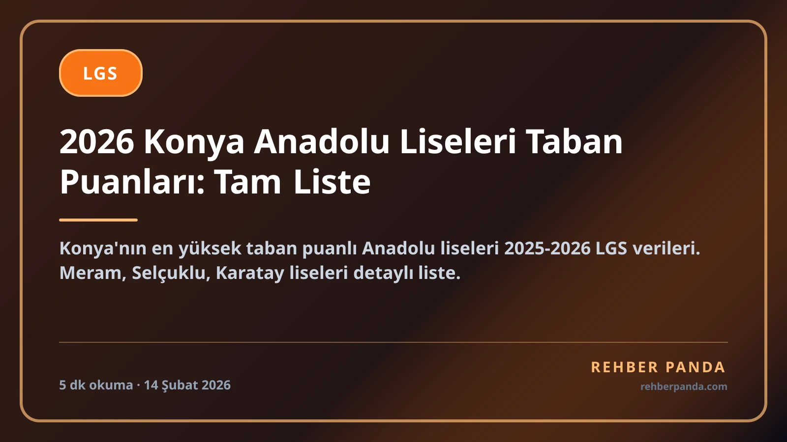 2026 Konya Anadolu Liseleri Taban Puanları: Tam Liste