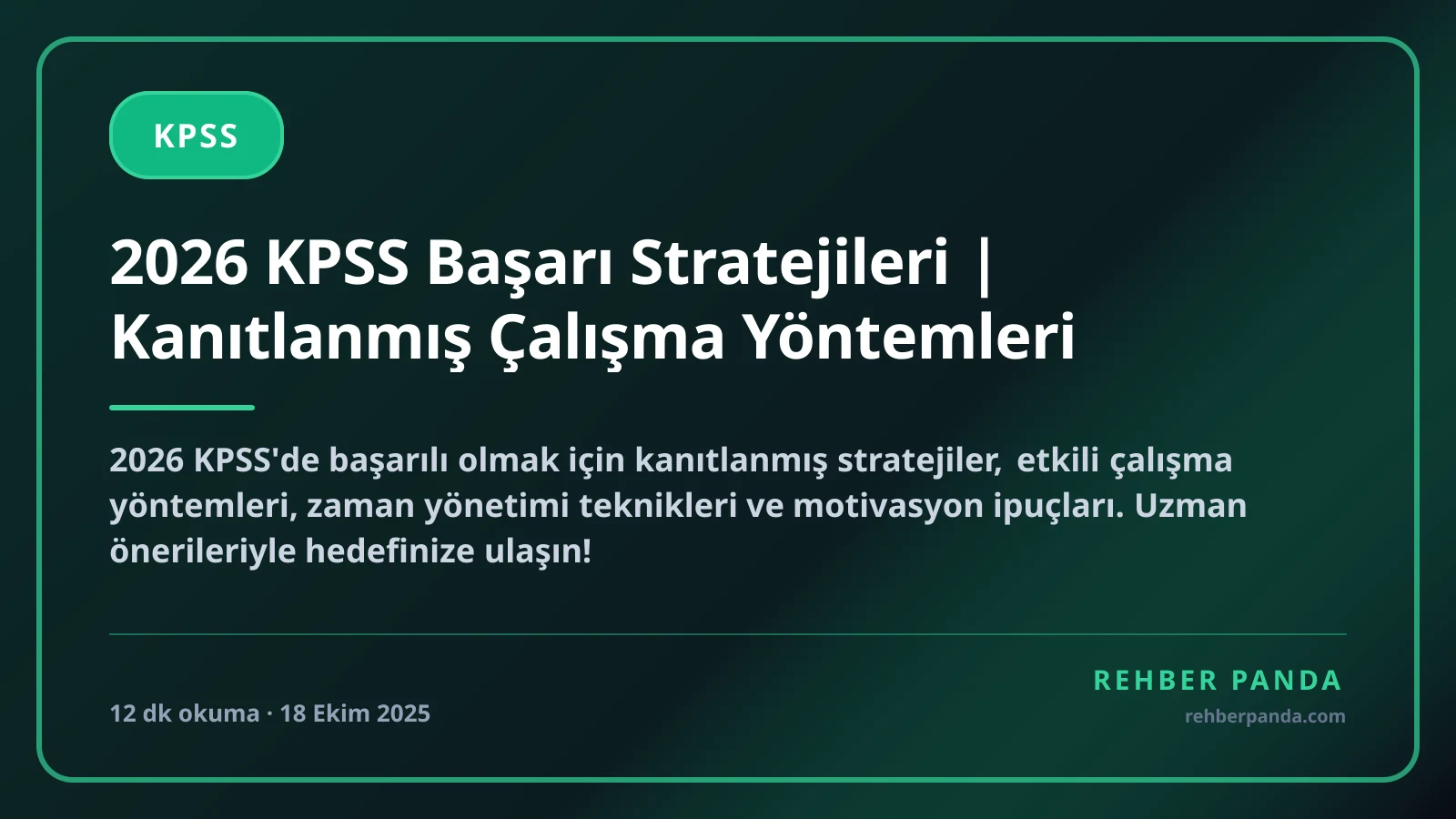 2026 KPSS Başarı Stratejileri | Kanıtlanmış Çalışma Yöntemleri
