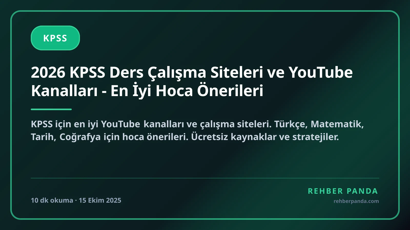 2026 KPSS Ders Çalışma Siteleri ve YouTube Kanalları - En İyi Hoca Önerileri