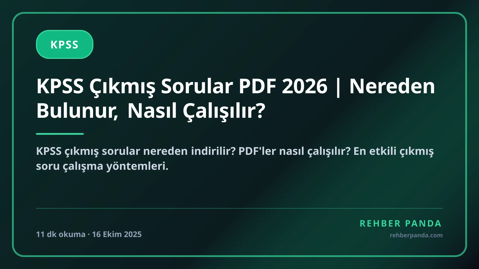 KPSS Çıkmış Sorular PDF 2026 | Nereden Bulunur, Nasıl Çalışılır?