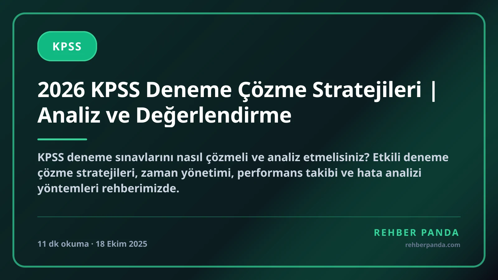 2026 KPSS Deneme Çözme Stratejileri | Analiz ve Değerlendirme