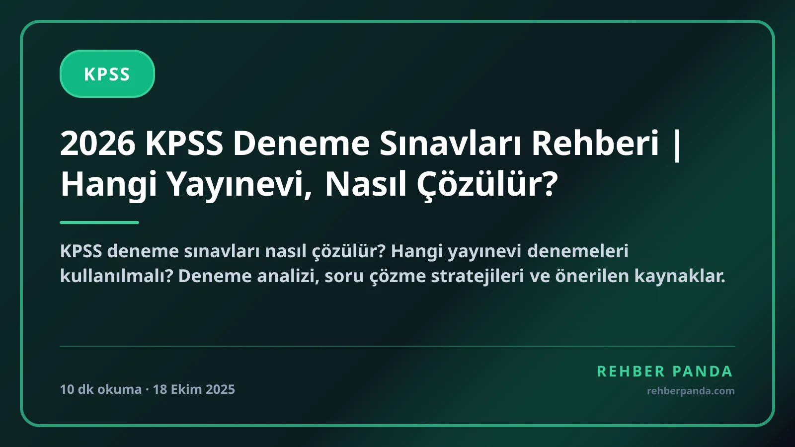 2026 KPSS Deneme Sınavları Rehberi | Hangi Yayınevi, Nasıl Çözülür?