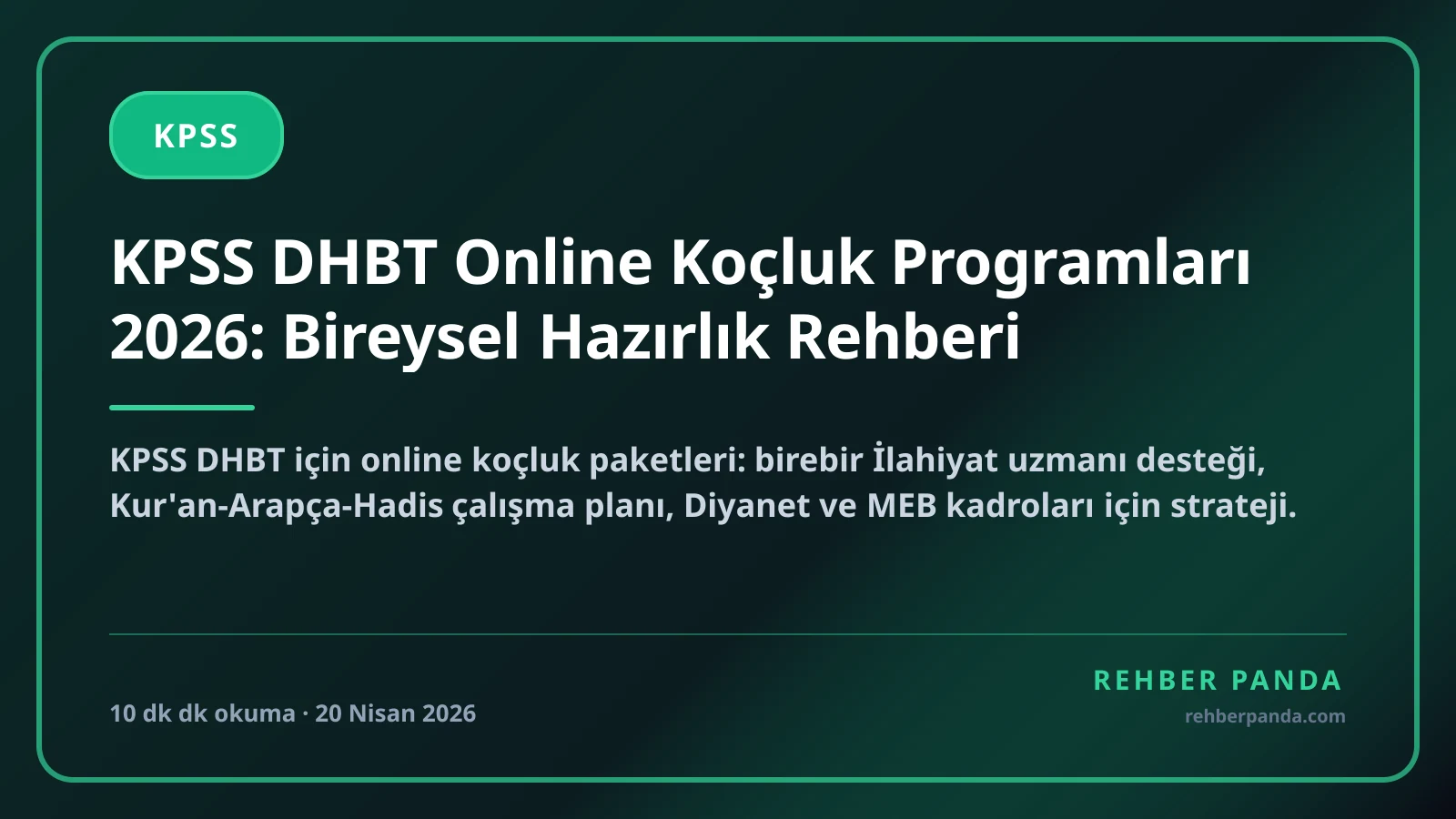 KPSS DHBT Online Koçluk Programları 2026: Bireysel Hazırlık Rehberi