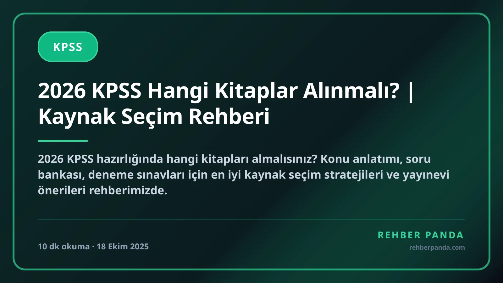 2026 KPSS Hangi Kitaplar Alınmalı? | Kaynak Seçim Rehberi