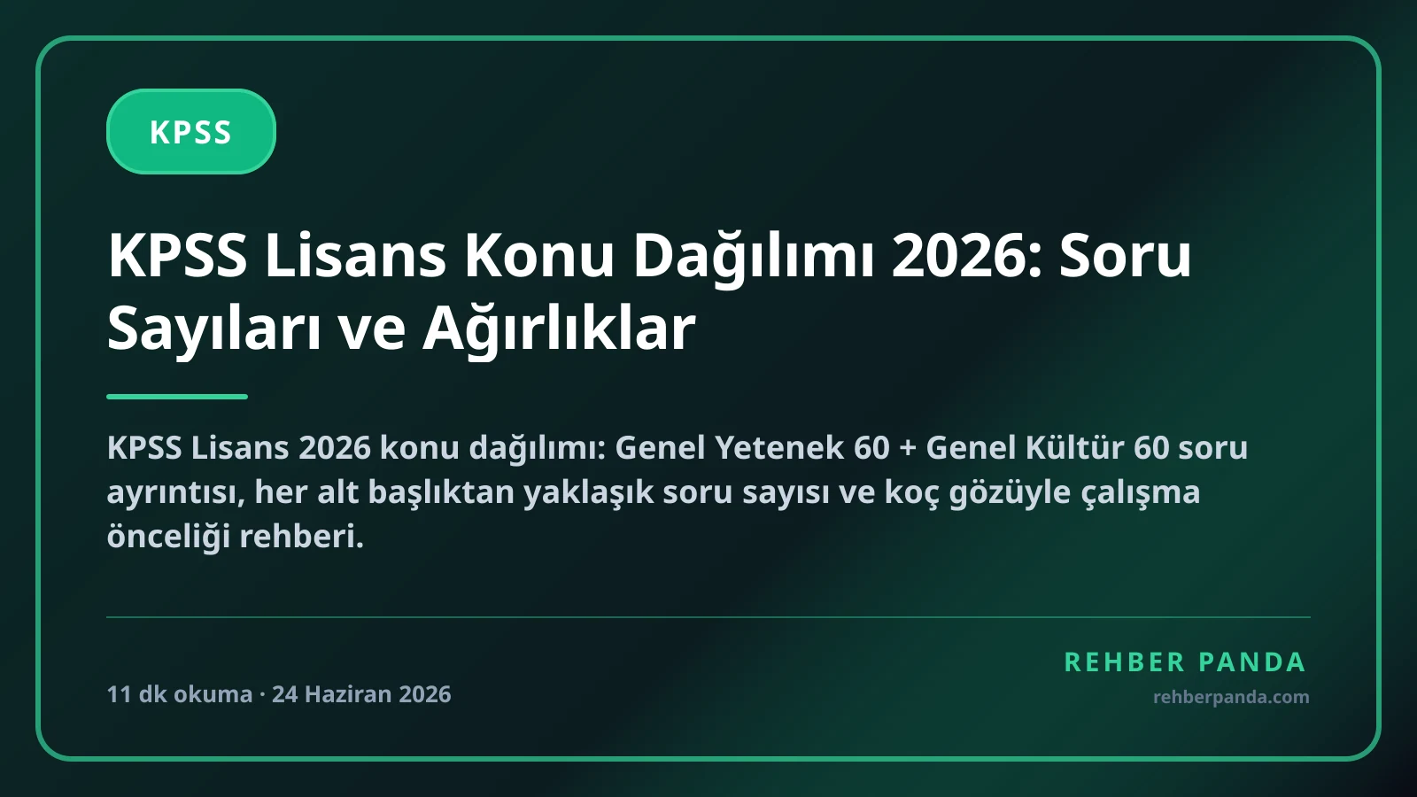 KPSS Lisans Konu Dağılımı 2026: Soru Sayıları ve Ağırlıklar