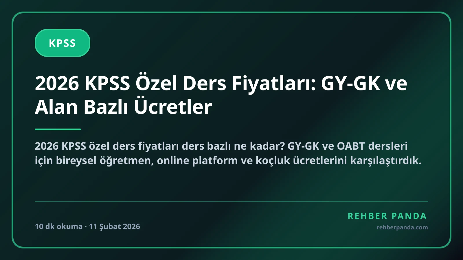2026 KPSS Özel Ders Fiyatları: GY-GK ve Alan Bazlı Ücretler