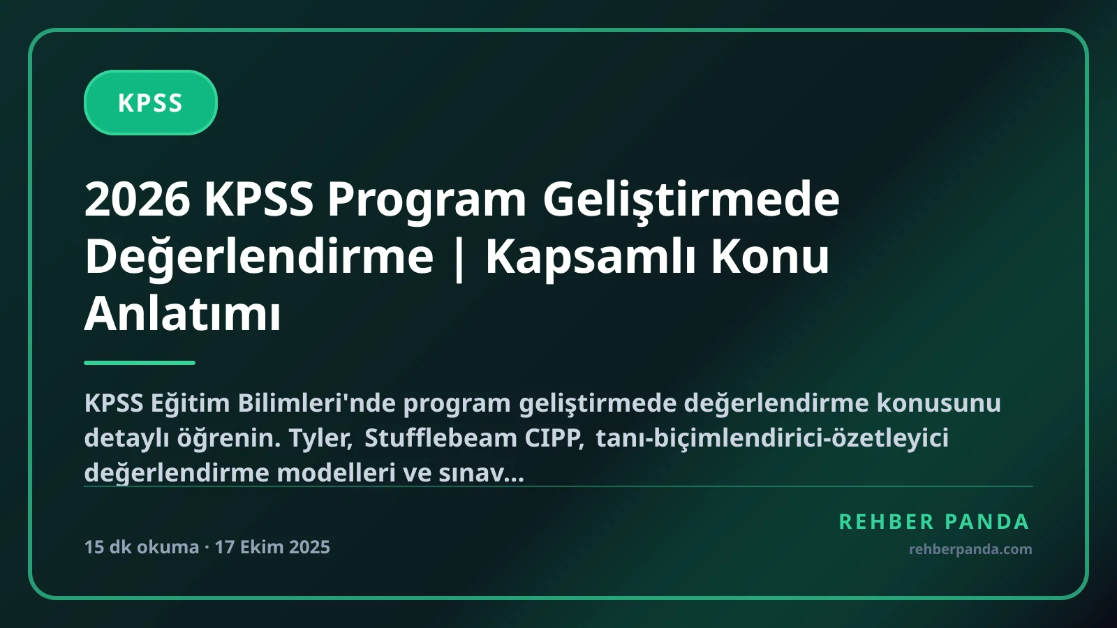 2026 KPSS Program Geliştirmede Değerlendirme | Kapsamlı Konu Anlatımı