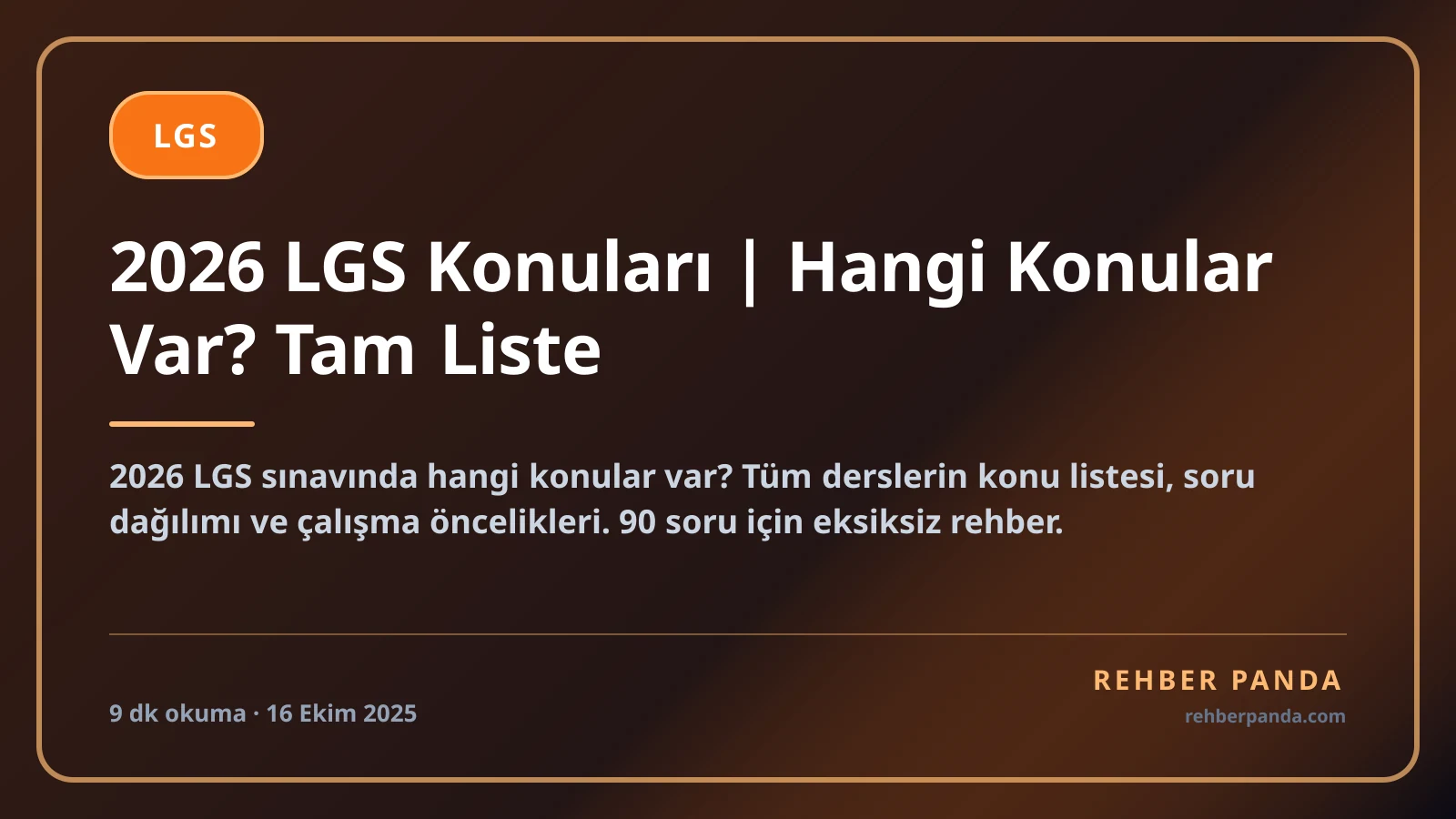 2026 LGS Konuları | Hangi Konular Var? Tam Liste