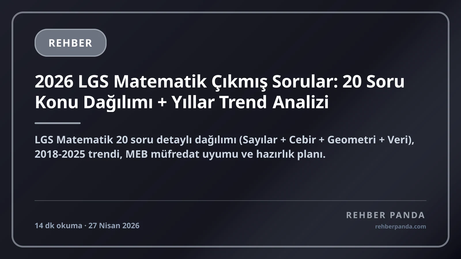 2026 LGS Matematik Çıkmış Sorular: 20 Soru Konu Dağılımı + Yıllar Trend Analizi