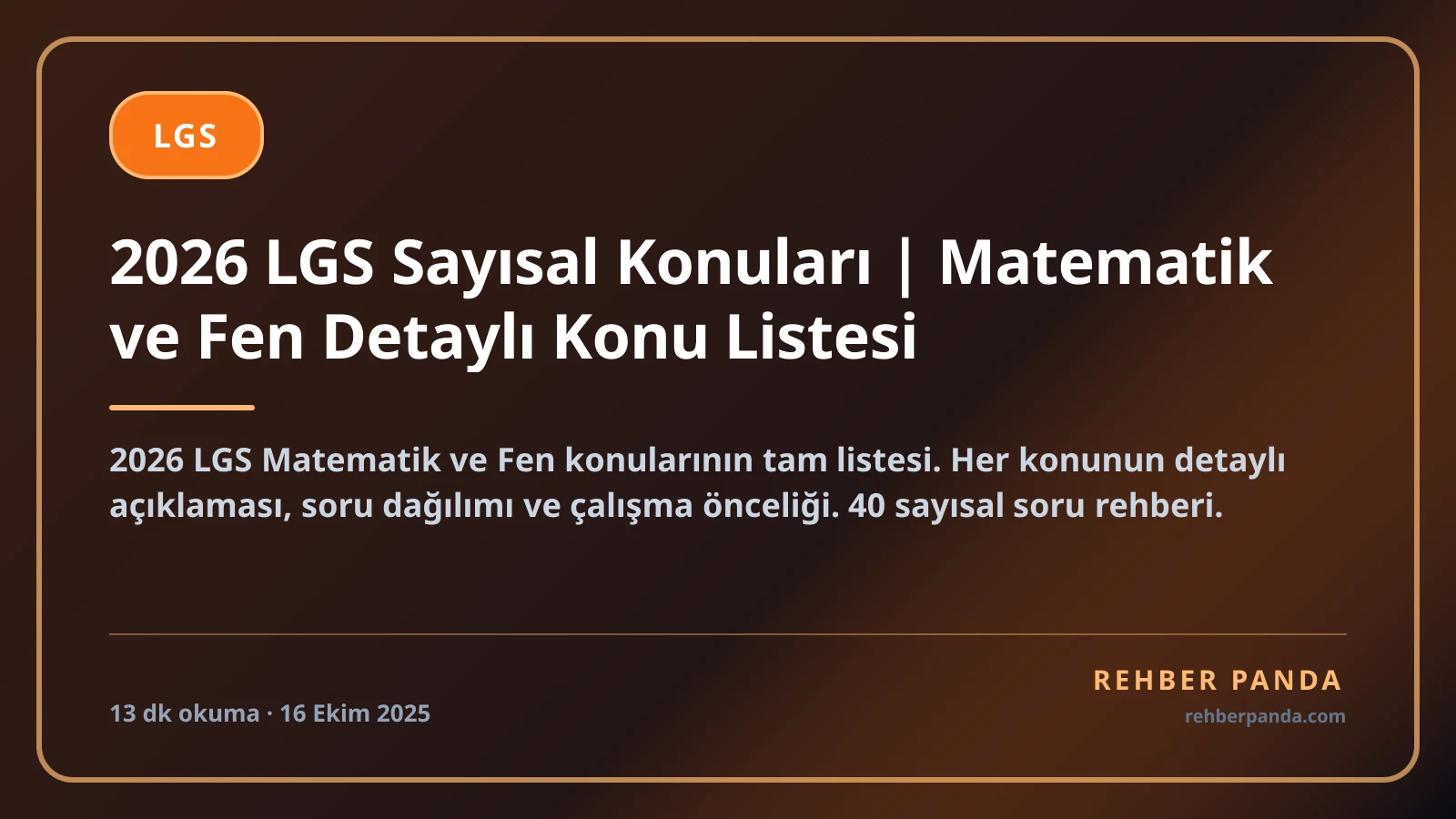 2026 LGS Sayısal Konuları | Matematik ve Fen Detaylı Konu Listesi