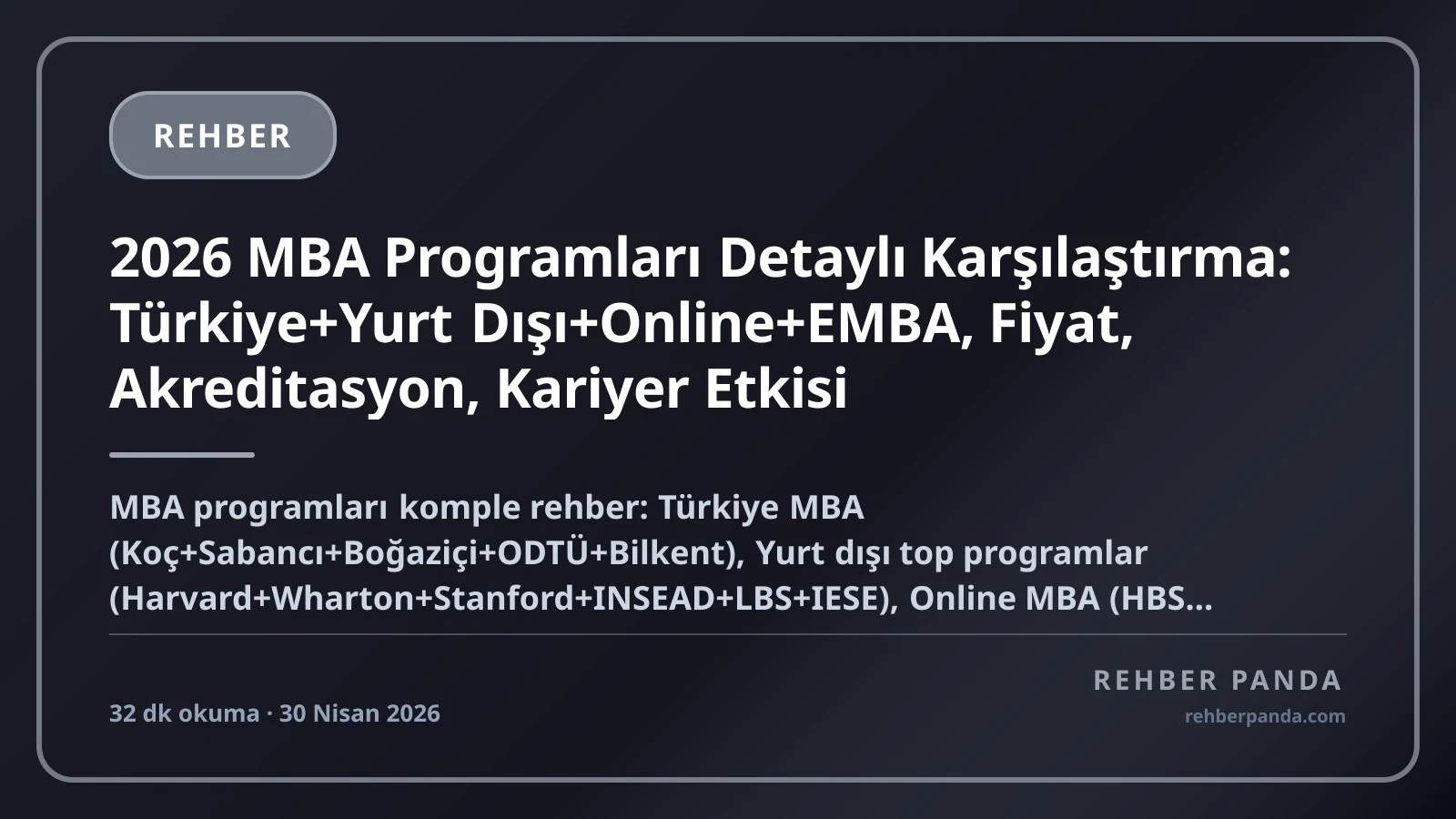 2026 MBA Programları Detaylı Karşılaştırma: Türkiye+Yurt Dışı+Online+EMBA, Fiyat, Akreditasyon, Kariyer Etkisi