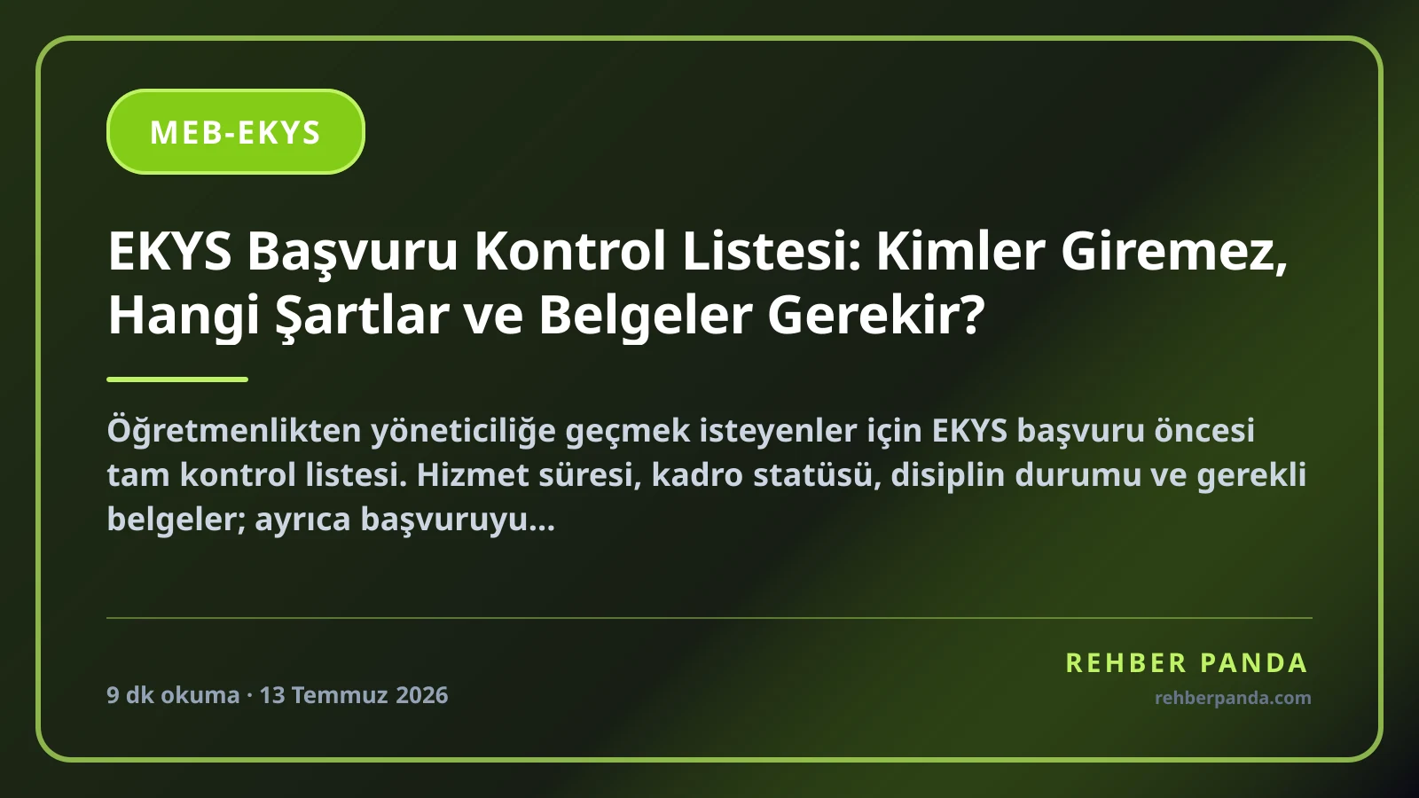 EKYS Başvuru Kontrol Listesi: Kimler Giremez, Hangi Şartlar ve Belgeler Gerekir?
