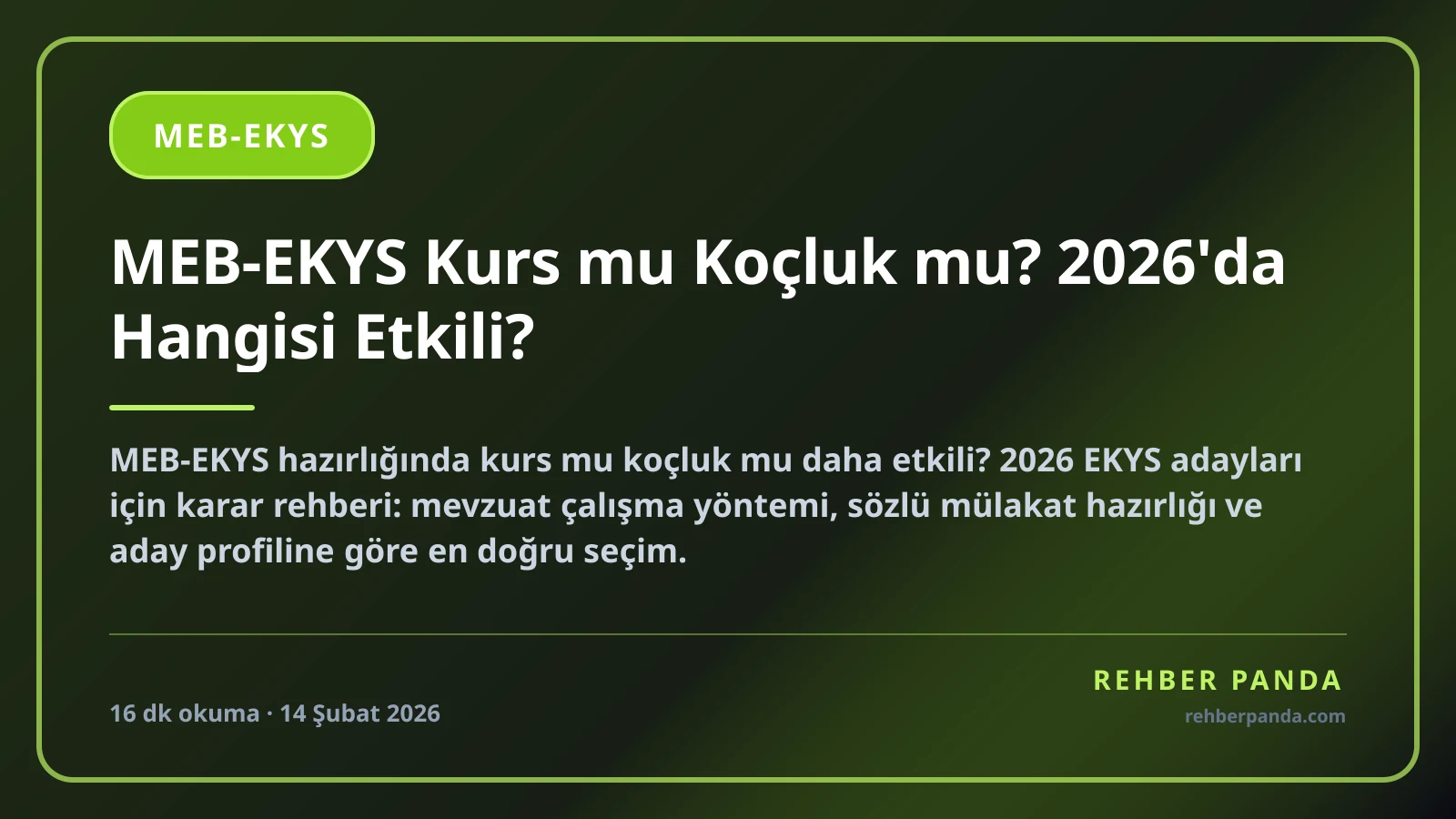 MEB-EKYS Kurs mu Koçluk mu? 2026'da Hangisi Etkili?