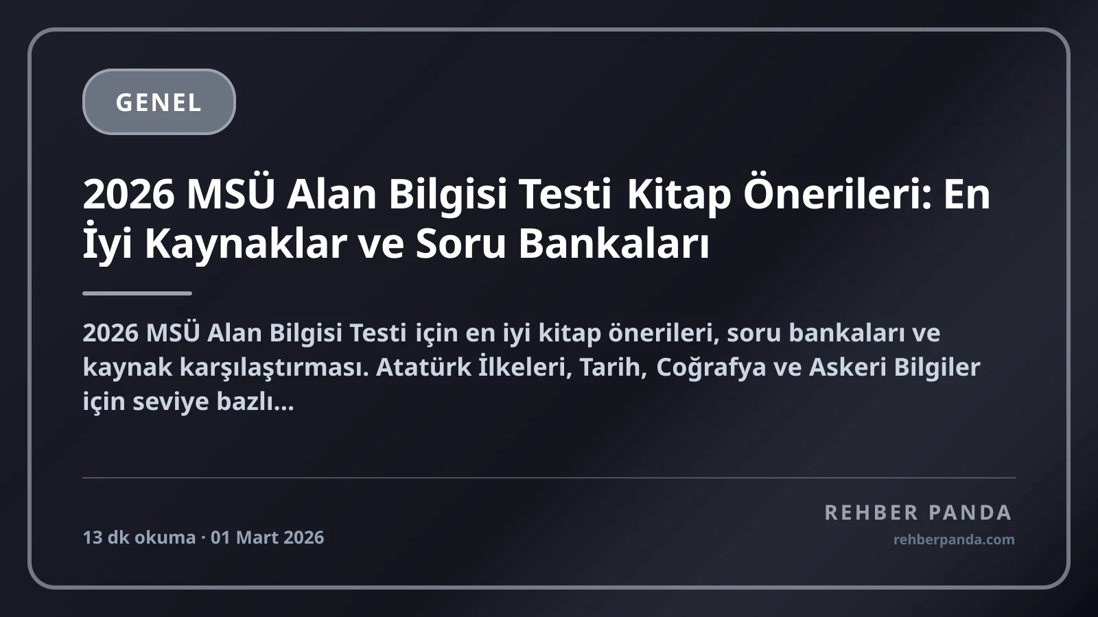 2026 MSÜ Alan Bilgisi Testi Kitap Önerileri: En İyi Kaynaklar ve Soru Bankaları