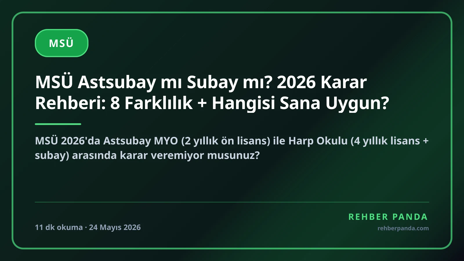 MSÜ Astsubay mı Subay mı? 2026 Karar Rehberi: 8 Farklılık + Hangisi Sana Uygun?