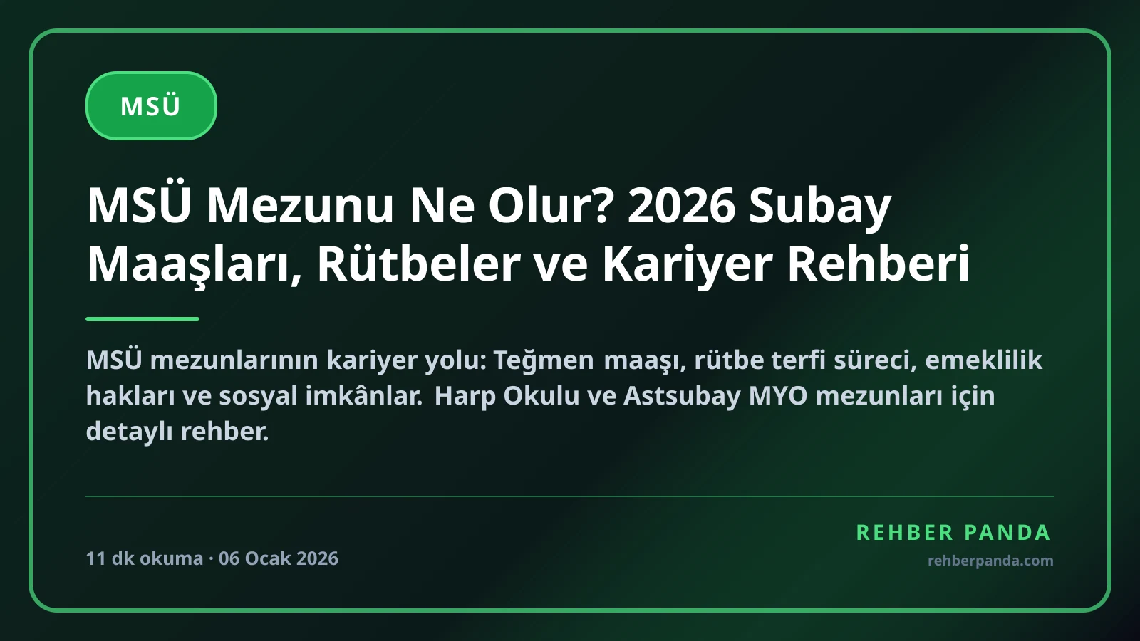 MSÜ Mezunu Ne Olur? 2026 Subay Maaşları, Rütbeler ve Kariyer Rehberi