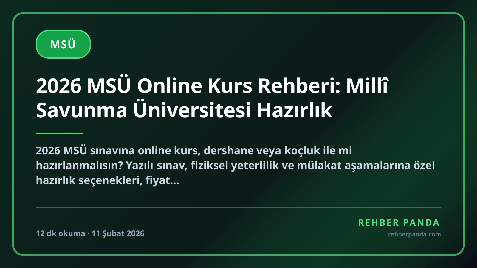 2026 MSÜ Online Kurs Rehberi: Millî Savunma Üniversitesi Hazırlık