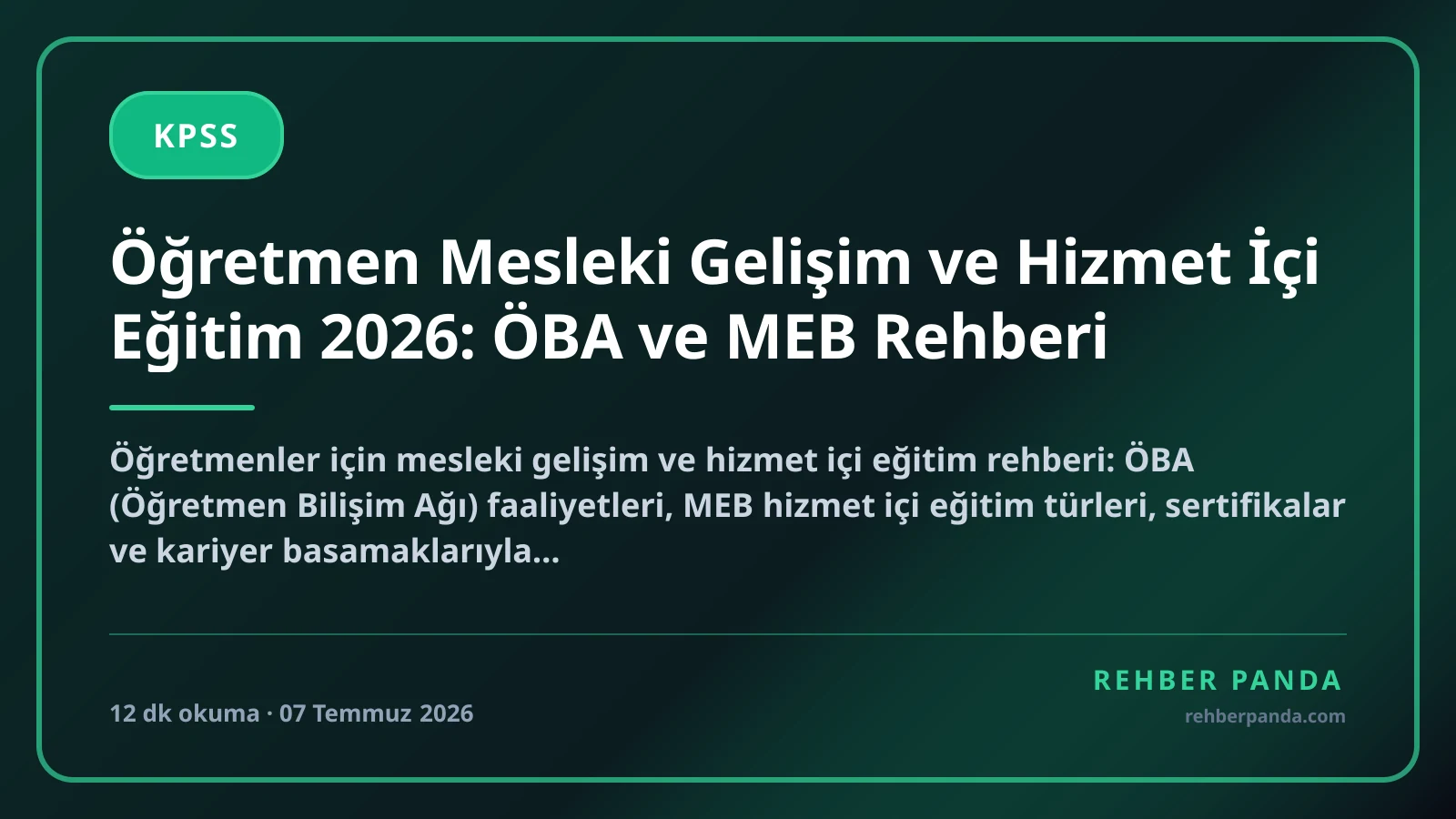 Öğretmen Mesleki Gelişim ve Hizmet İçi Eğitim 2026: ÖBA ve MEB Rehberi