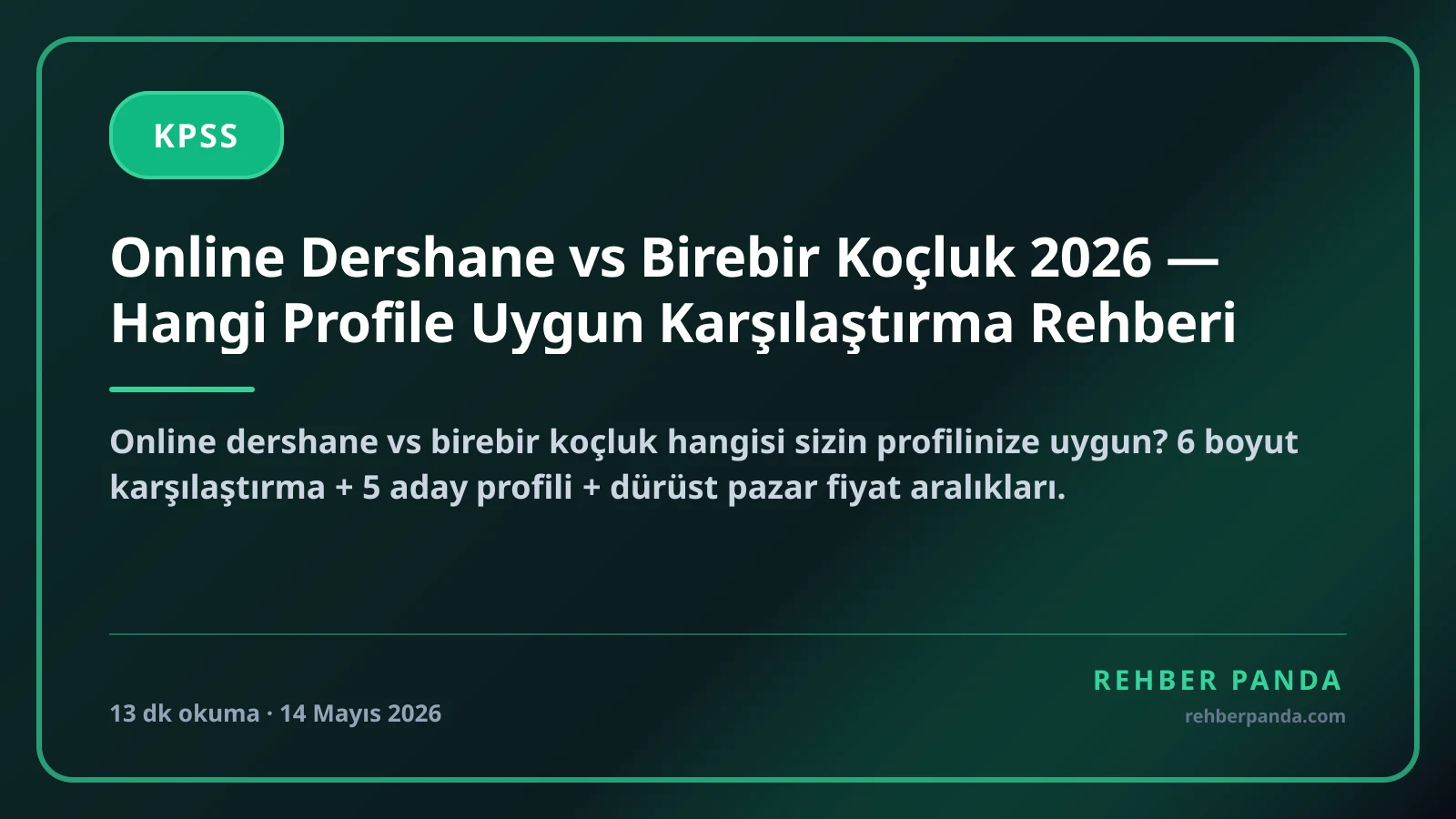 Online Dershane vs Birebir Koçluk 2026 — Hangi Profile Uygun Karşılaştırma Rehberi