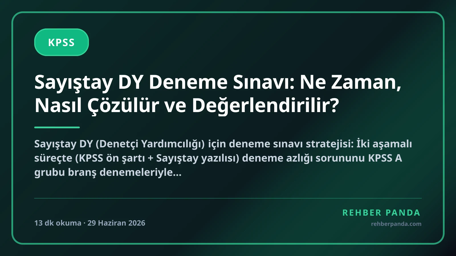 Sayıştay DY Deneme Sınavı: Ne Zaman, Nasıl Çözülür ve Değerlendirilir?
