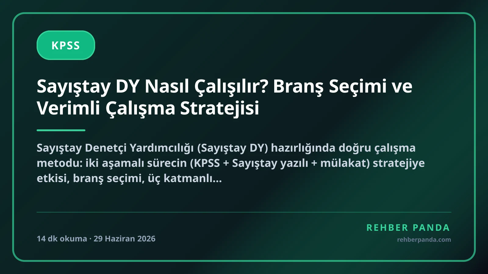Sayıştay DY Nasıl Çalışılır? Branş Seçimi ve Verimli Çalışma Stratejisi