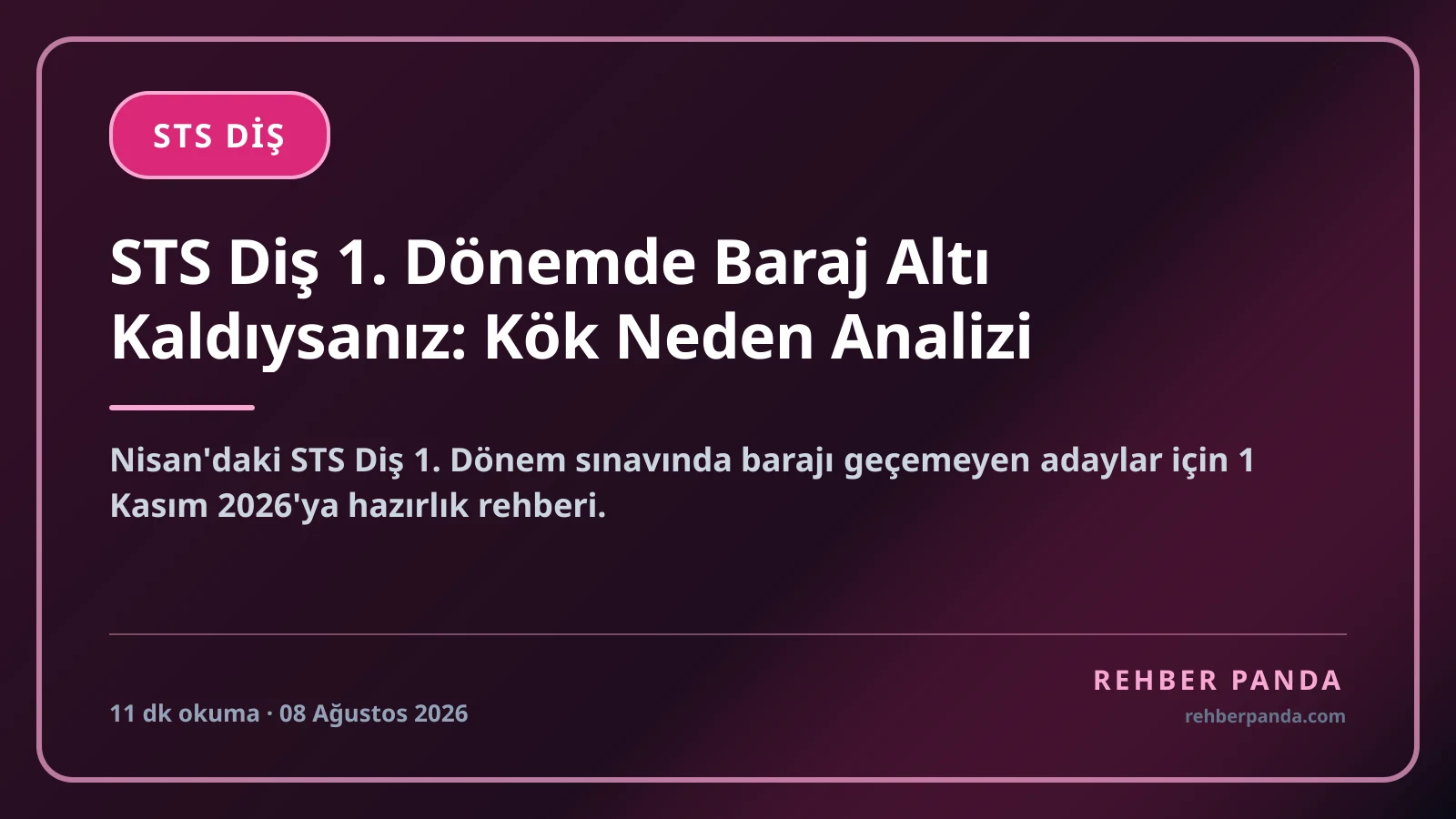 STS Diş 1. Dönemde Baraj Altı Kaldıysanız: Kök Neden Analizi