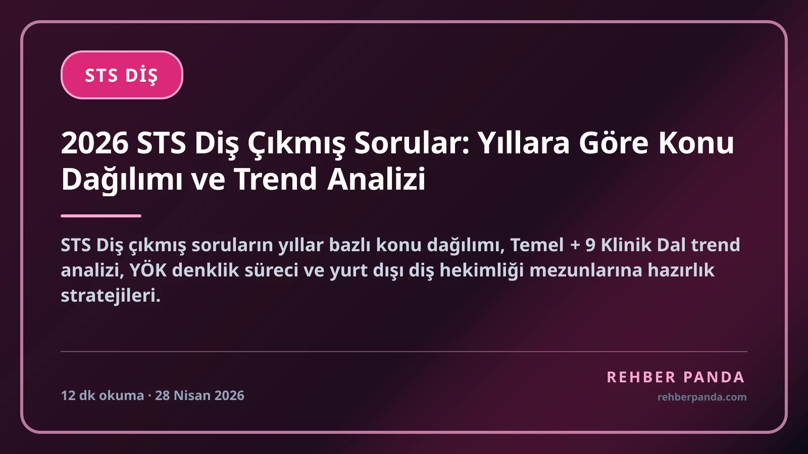 2026 STS Diş Çıkmış Sorular: Yıllara Göre Konu Dağılımı ve Trend Analizi