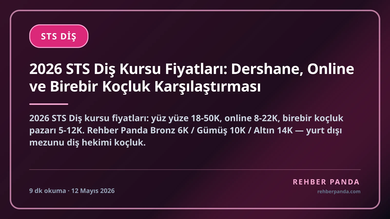 2026 STS Diş Kursu Fiyatları: Dershane, Online ve Birebir Koçluk Karşılaştırması