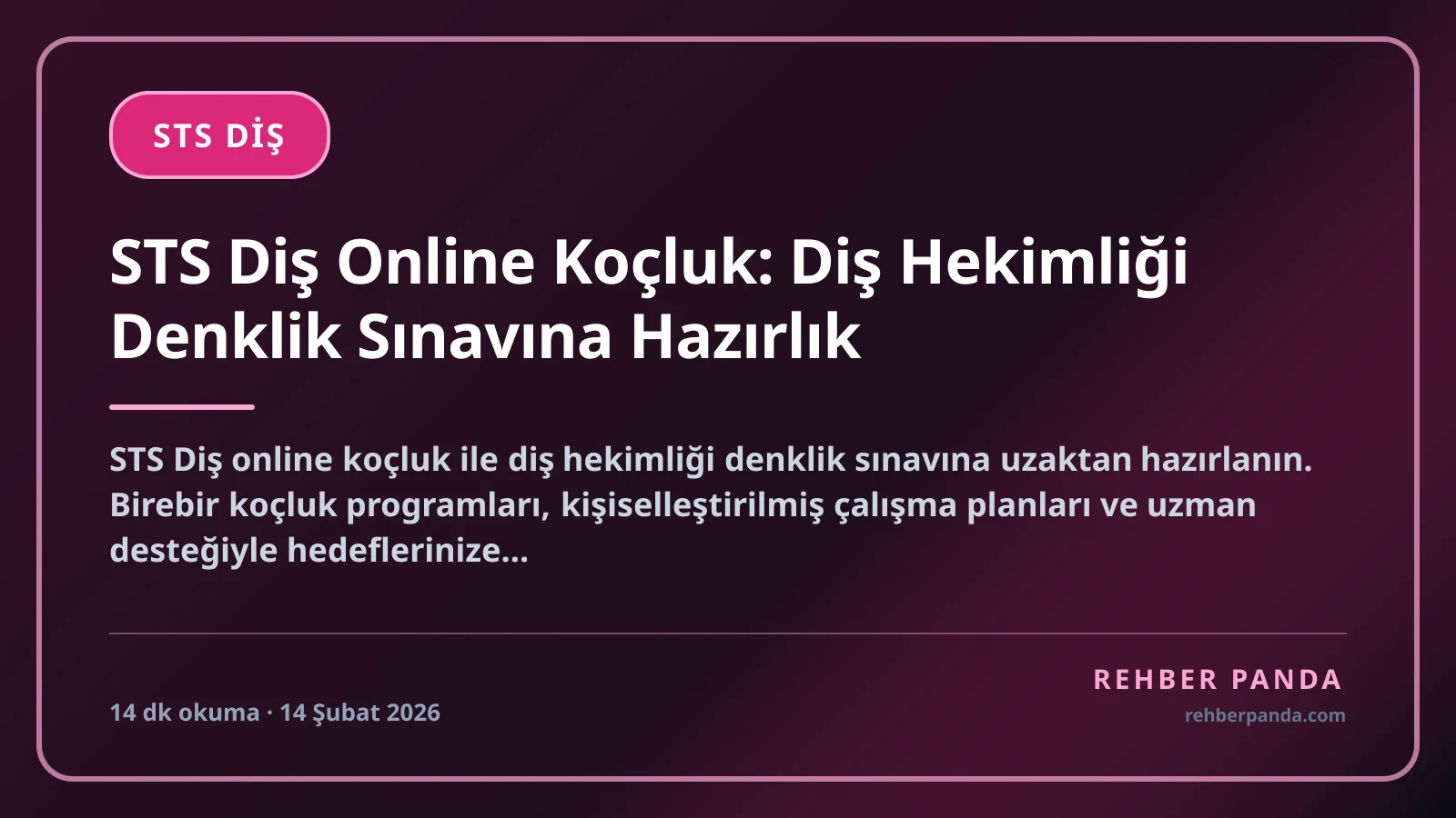 STS Diş Online Koçluk: Diş Hekimliği Denklik Sınavına Hazırlık