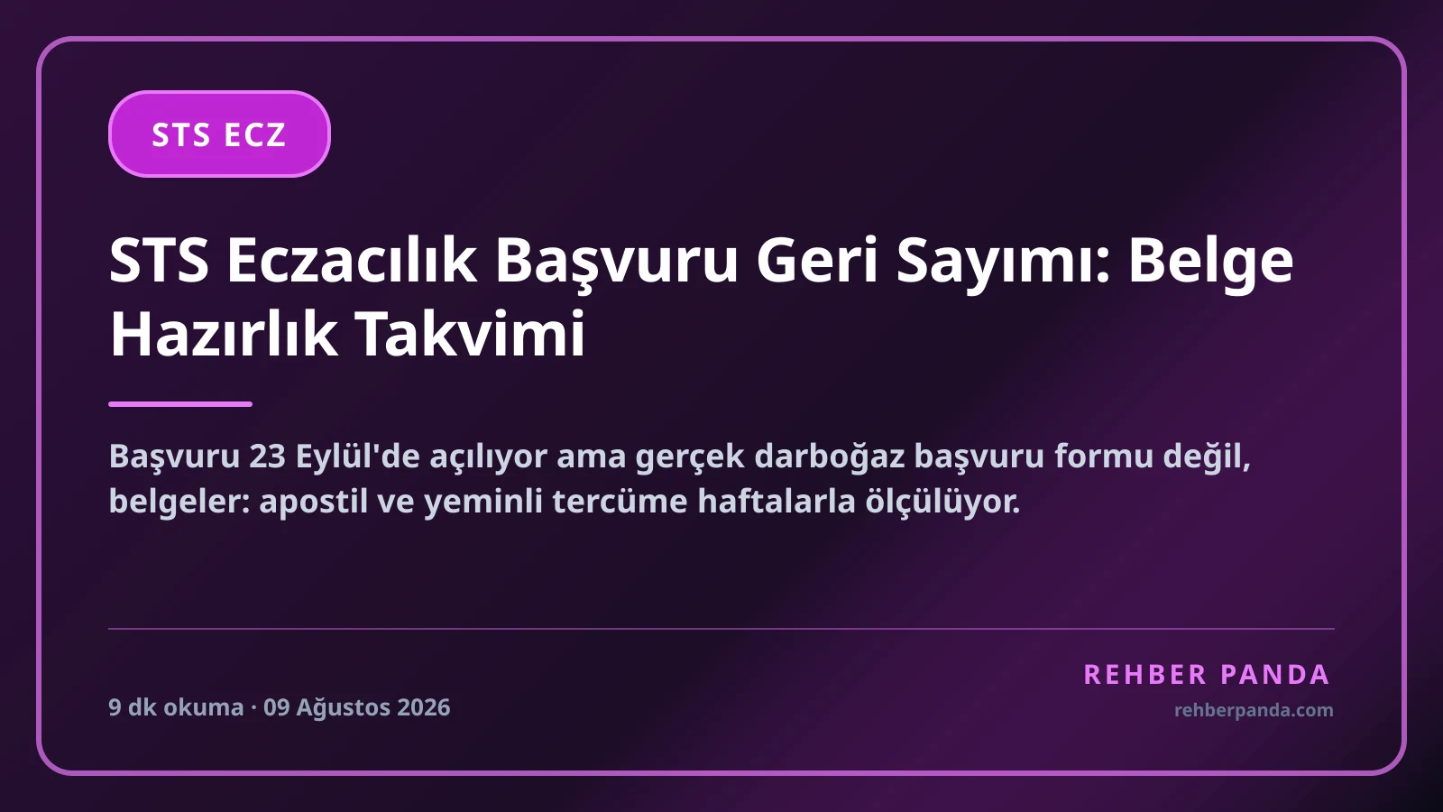 STS Eczacılık Başvuru Geri Sayımı: Belge Hazırlık Takvimi