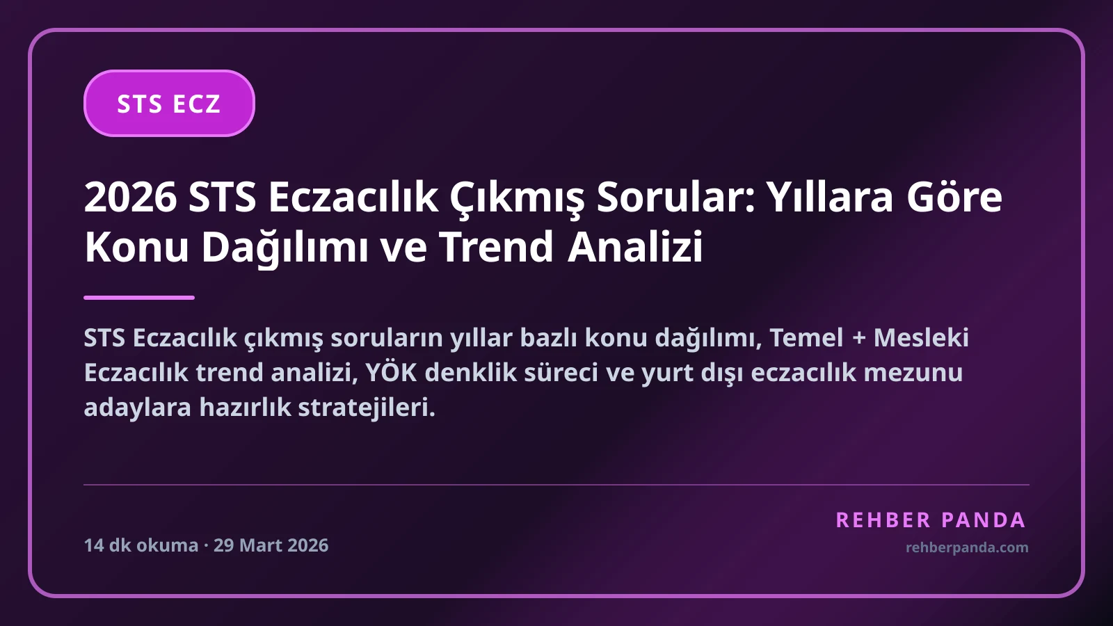 2026 STS Eczacılık Çıkmış Sorular: Yıllara Göre Konu Dağılımı ve Trend Analizi