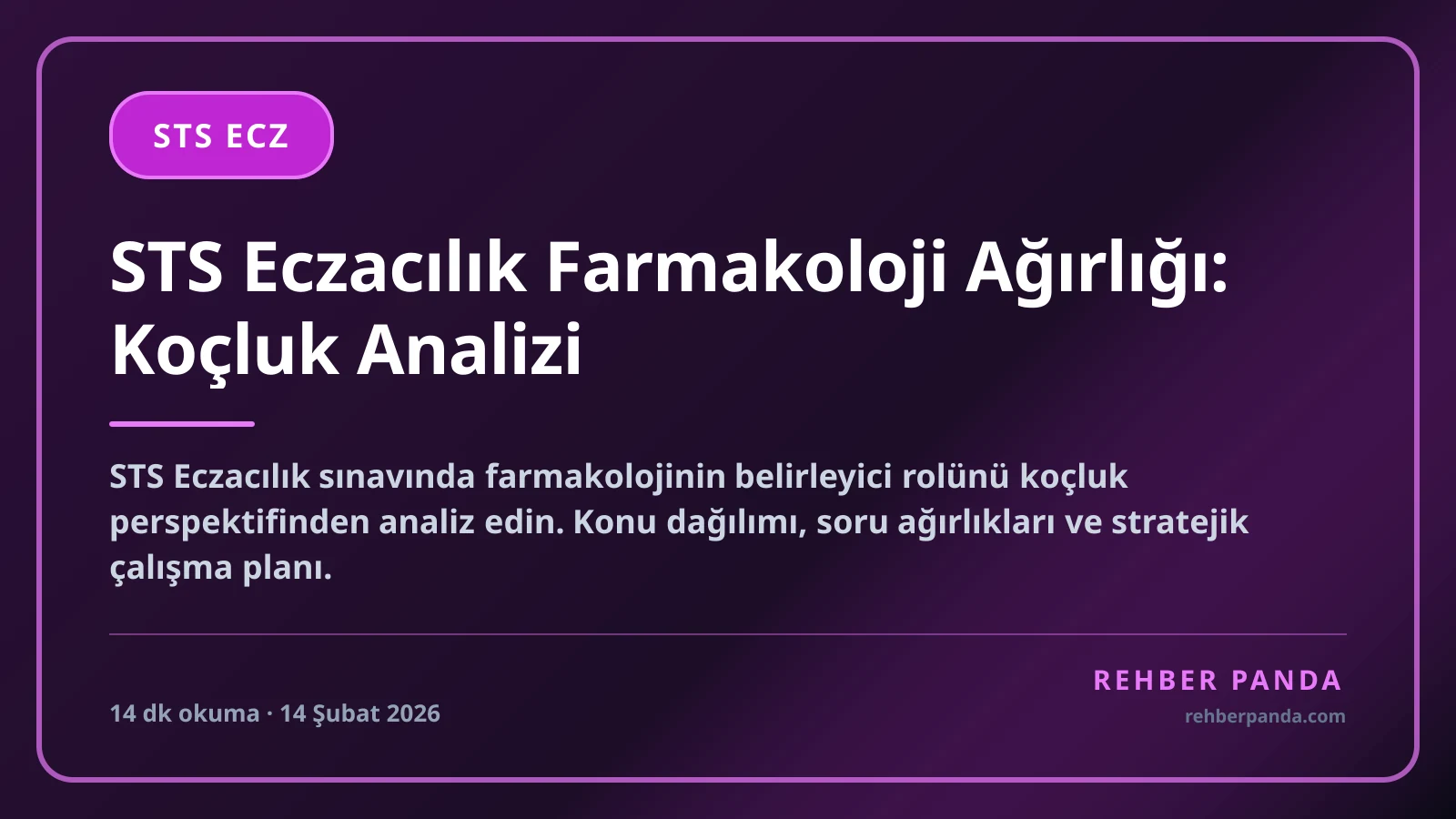 STS Eczacılık Farmakoloji Ağırlığı: Koçluk Analizi