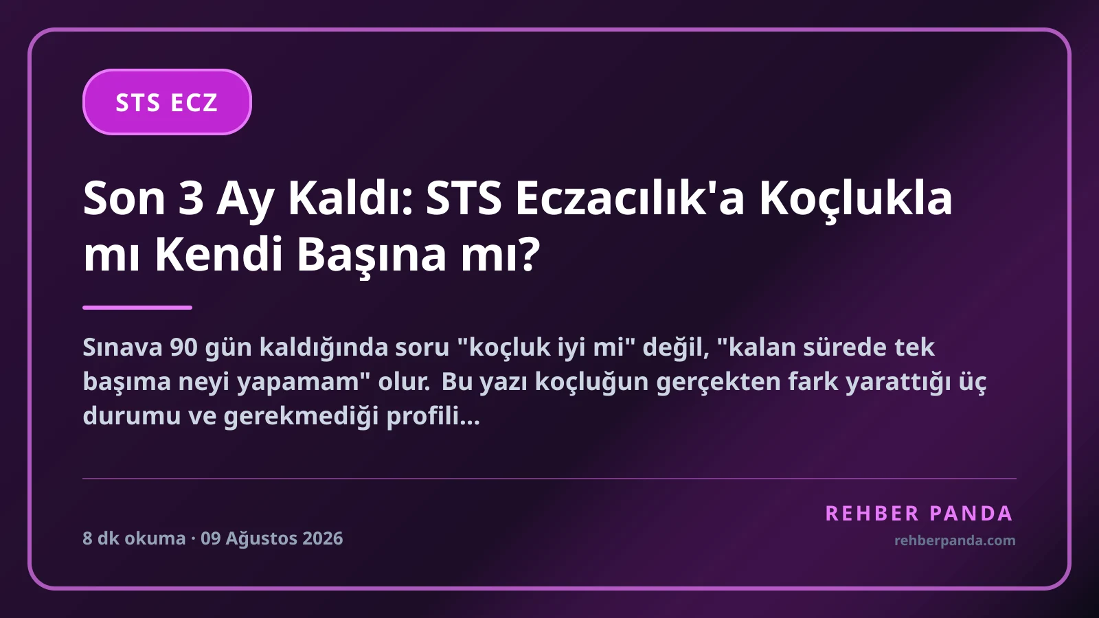 Son 3 Ay Kaldı: STS Eczacılık'a Koçlukla mı Kendi Başına mı?