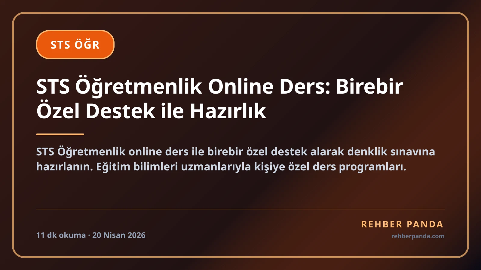 STS Öğretmenlik Online Ders: Birebir Özel Destek ile Hazırlık