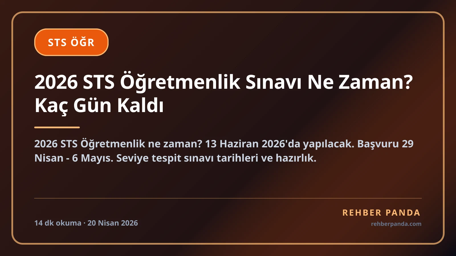 2026 STS Öğretmenlik Sınavı Ne Zaman? Kaç Gün Kaldı
