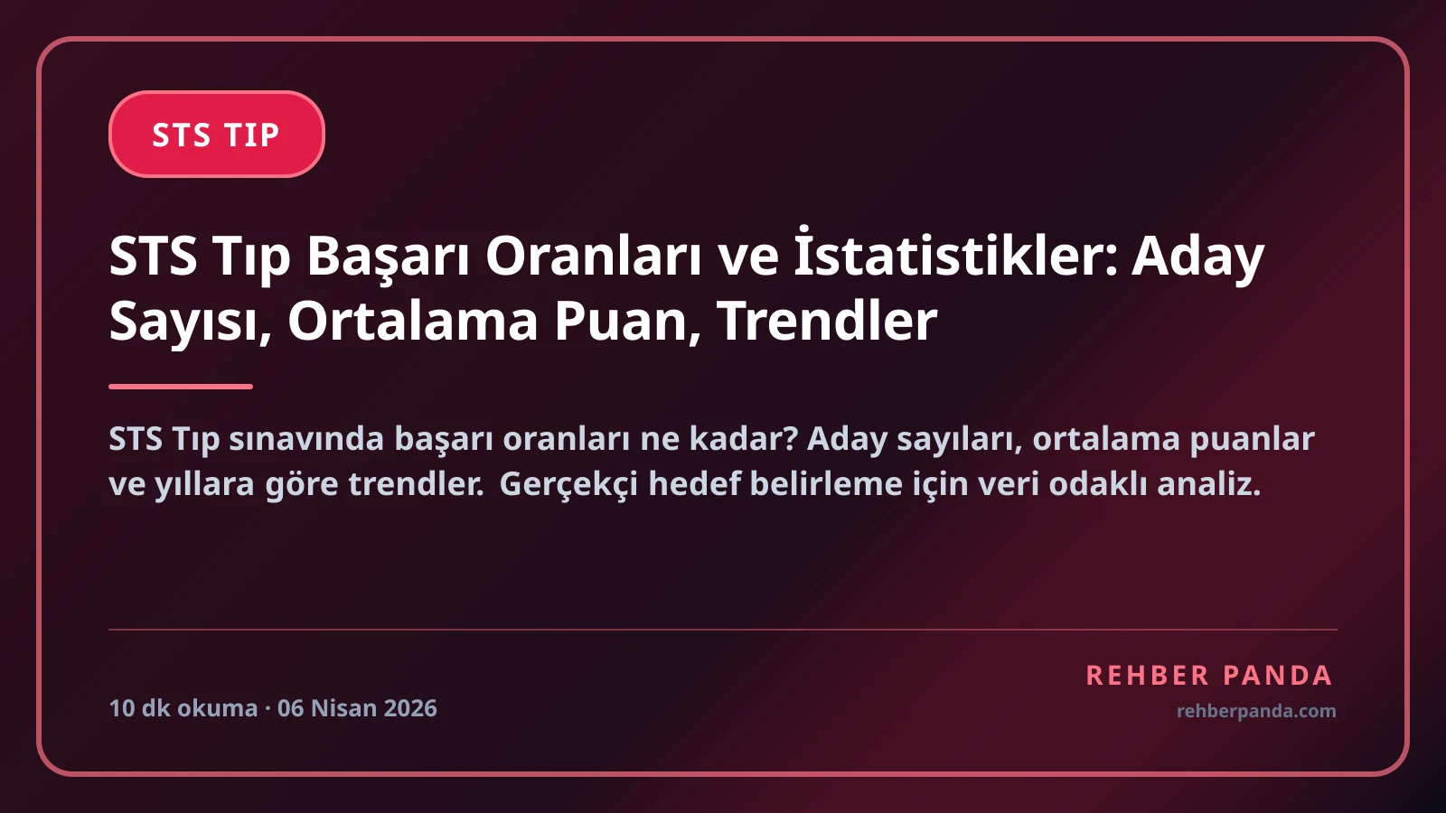 STS Tıp Başarı Oranları ve İstatistikler: Aday Sayısı, Ortalama Puan, Trendler