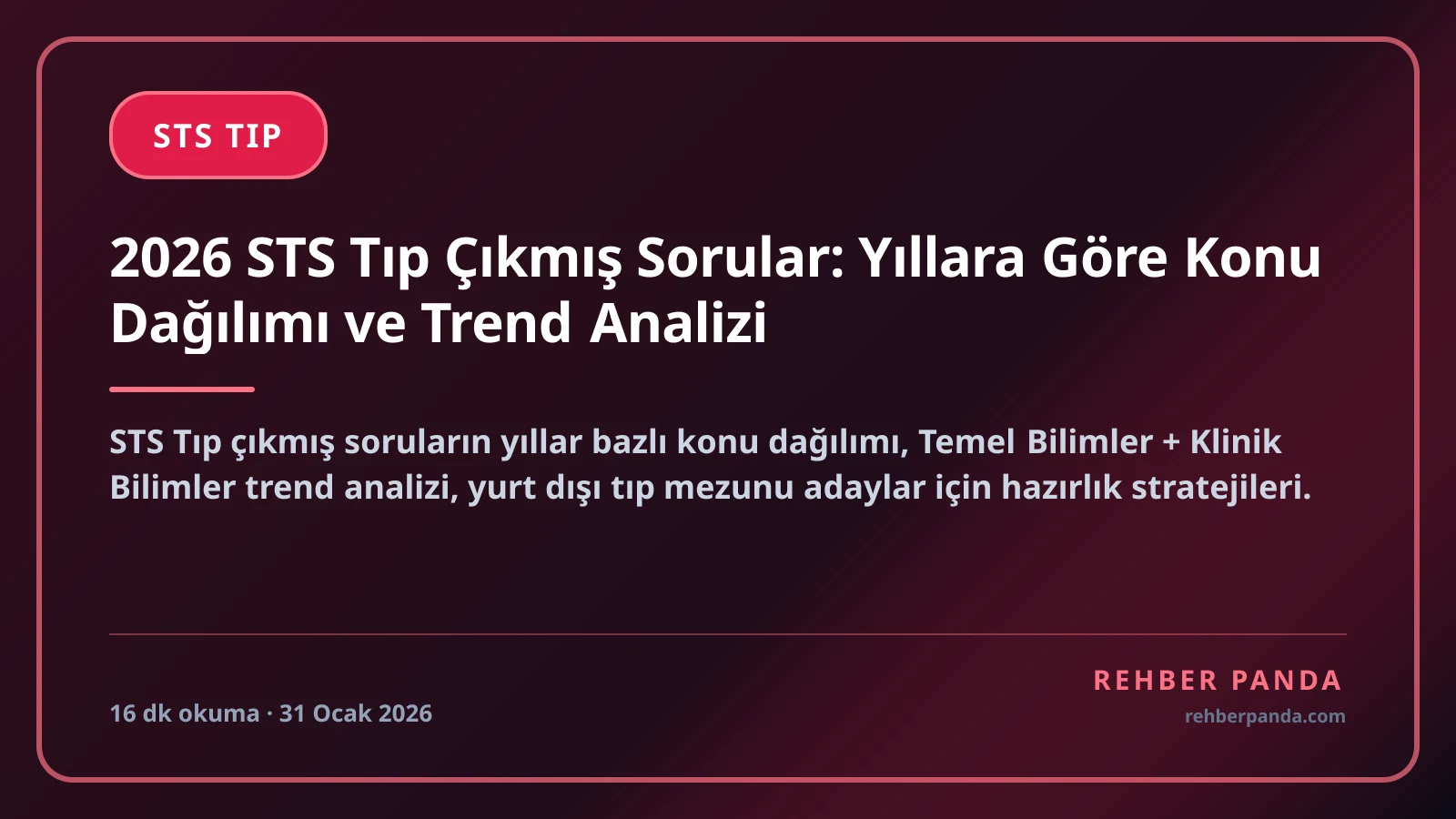 2026 STS Tıp Çıkmış Sorular: Yıllara Göre Konu Dağılımı ve Trend Analizi