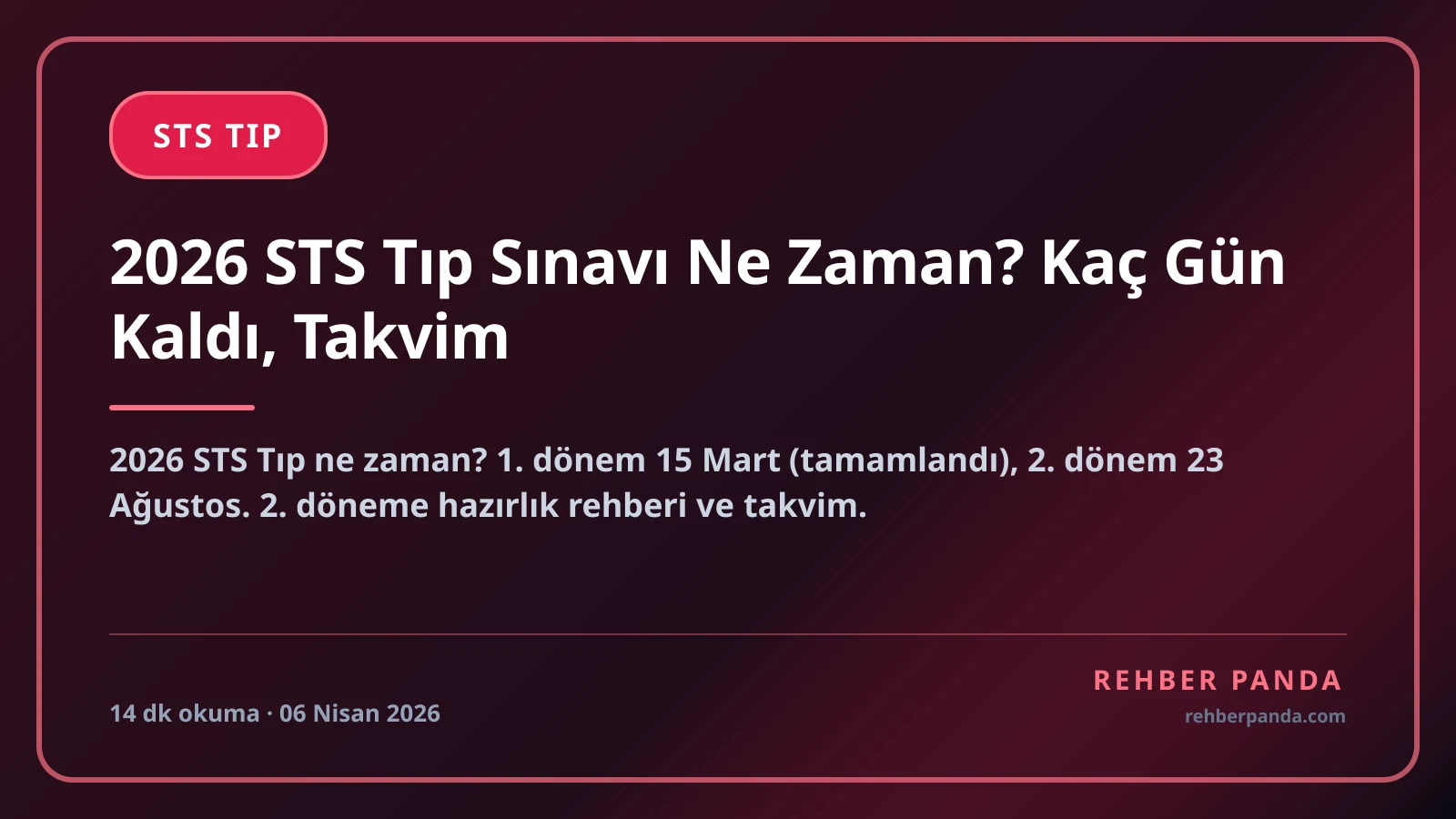 2026 STS Tıp Sınavı Ne Zaman? Kaç Gün Kaldı, Takvim