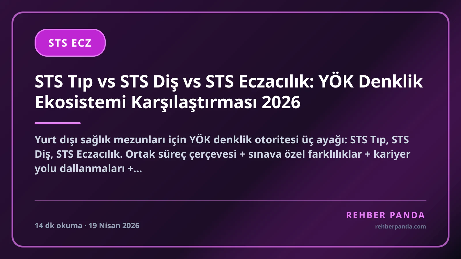 STS Tıp vs STS Diş vs STS Eczacılık: YÖK Denklik Ekosistemi Karşılaştırması 2026