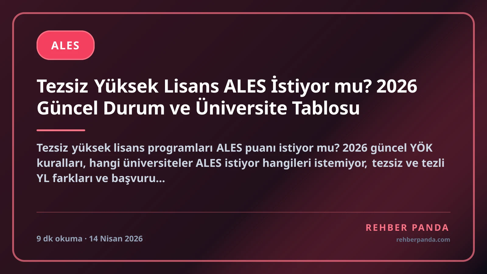 Tezsiz Yüksek Lisans ALES İstiyor mu? 2026 Güncel Durum ve Üniversite Tablosu