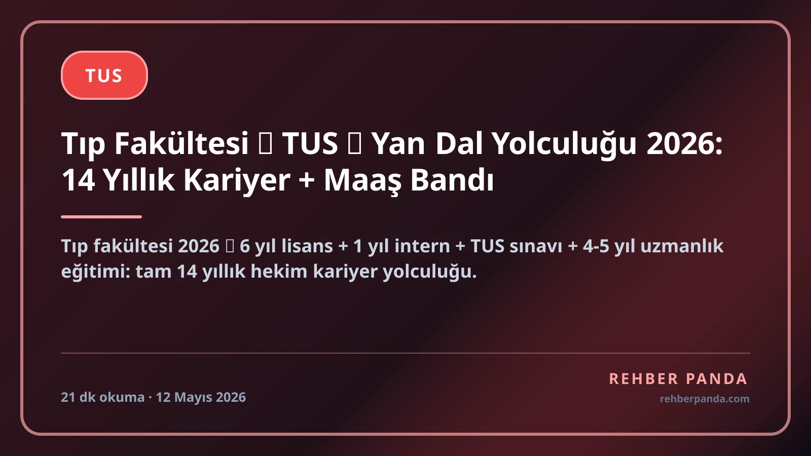 Tıp Fakültesi → TUS → Yan Dal Yolculuğu 2026: 14 Yıllık Kariyer + Maaş Bandı