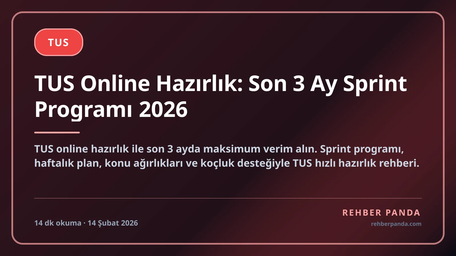 TUS Online Hazırlık: Son 3 Ay Sprint Programı 2026