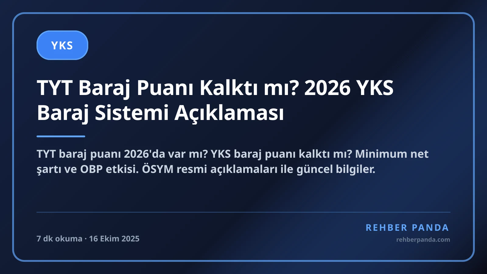 TYT Baraj Puanı Kalktı mı? 2026 YKS Baraj Sistemi Açıklaması