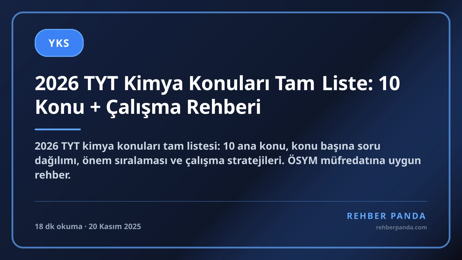 2026 TYT Kimya Konuları Tam Liste: 10 Konu + Çalışma Rehberi
