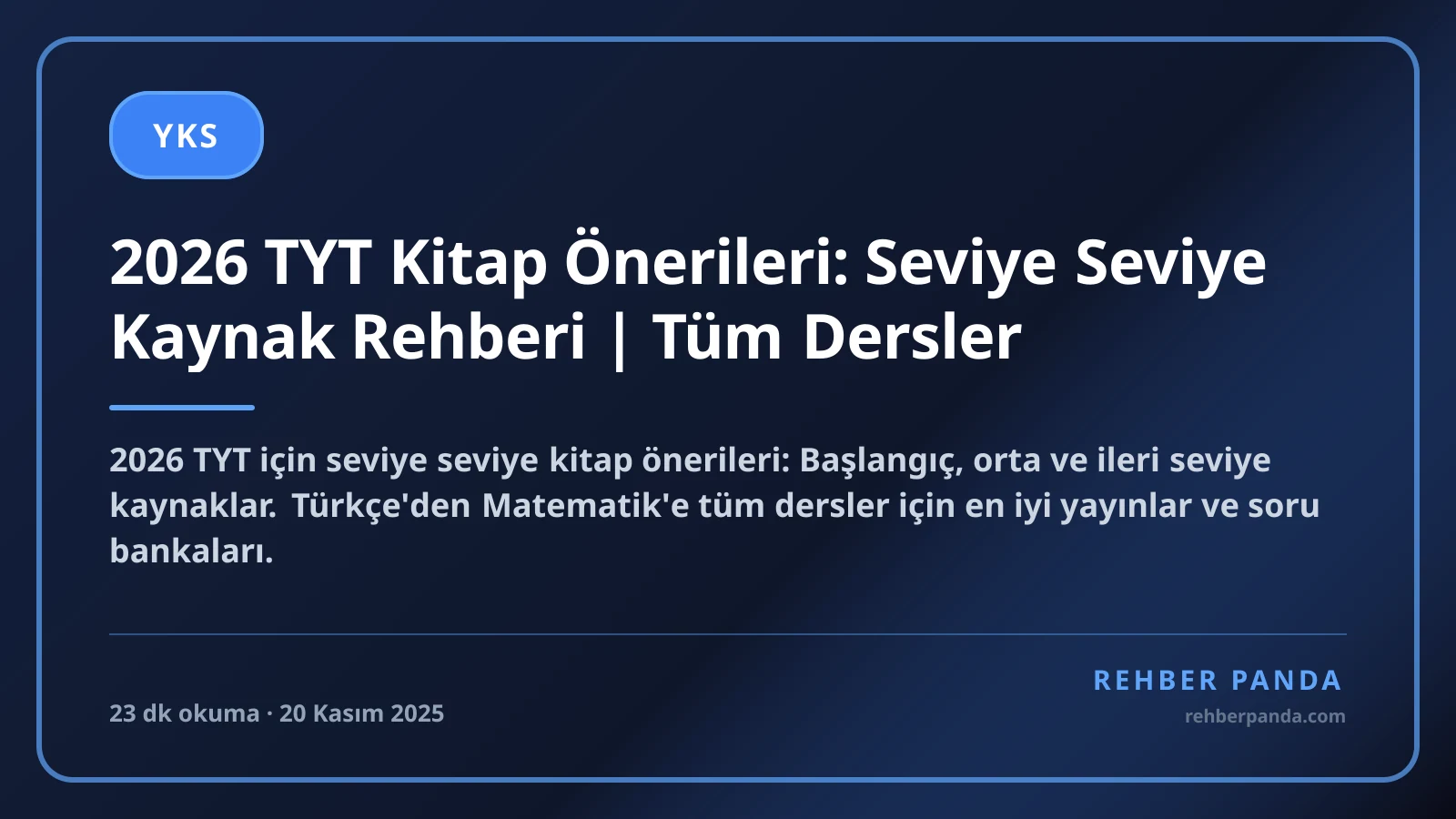 2026 TYT Kitap Önerileri: Seviye Seviye Kaynak Rehberi | Tüm Dersler